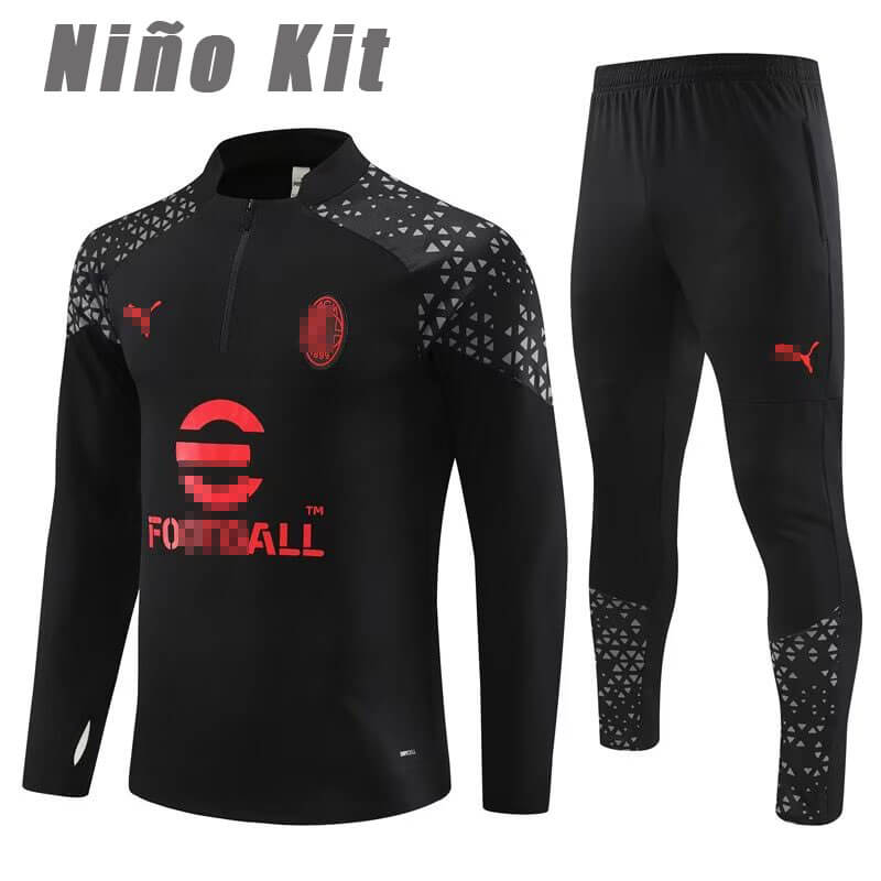 Sudadera Entrenamiento AC Milan 2023/2024 Niño Kit Negro